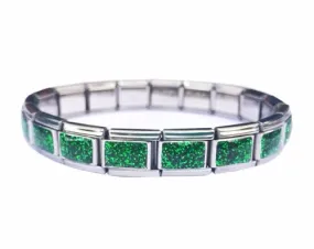 Emerald Glitter 9mm Italian Charm Starter Bracelet