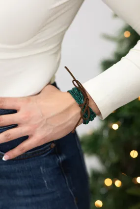 Emerald Green Rhinestone Bracelet Set