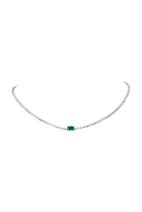 Emerald Tennis Necklace Green Silver