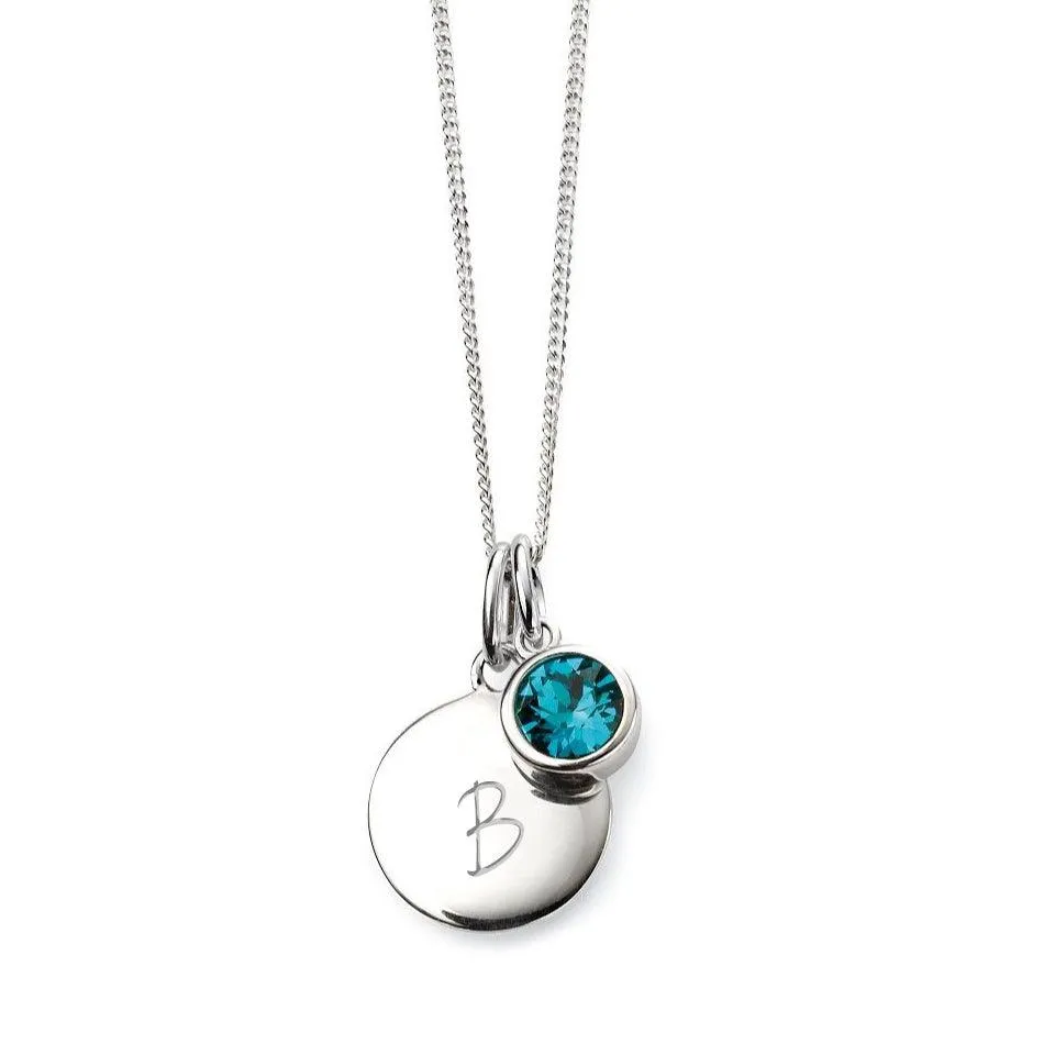 Engraved December Birthstone Necklace