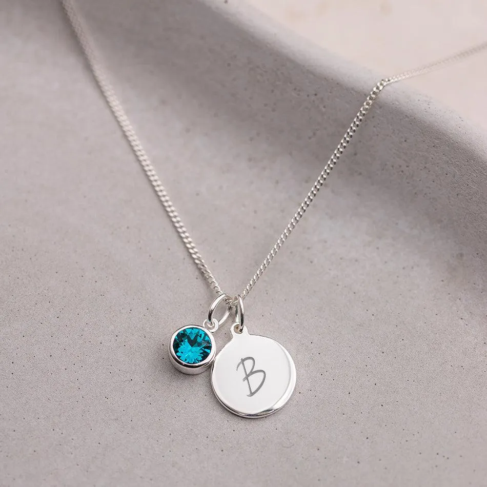 Engraved December Birthstone Necklace