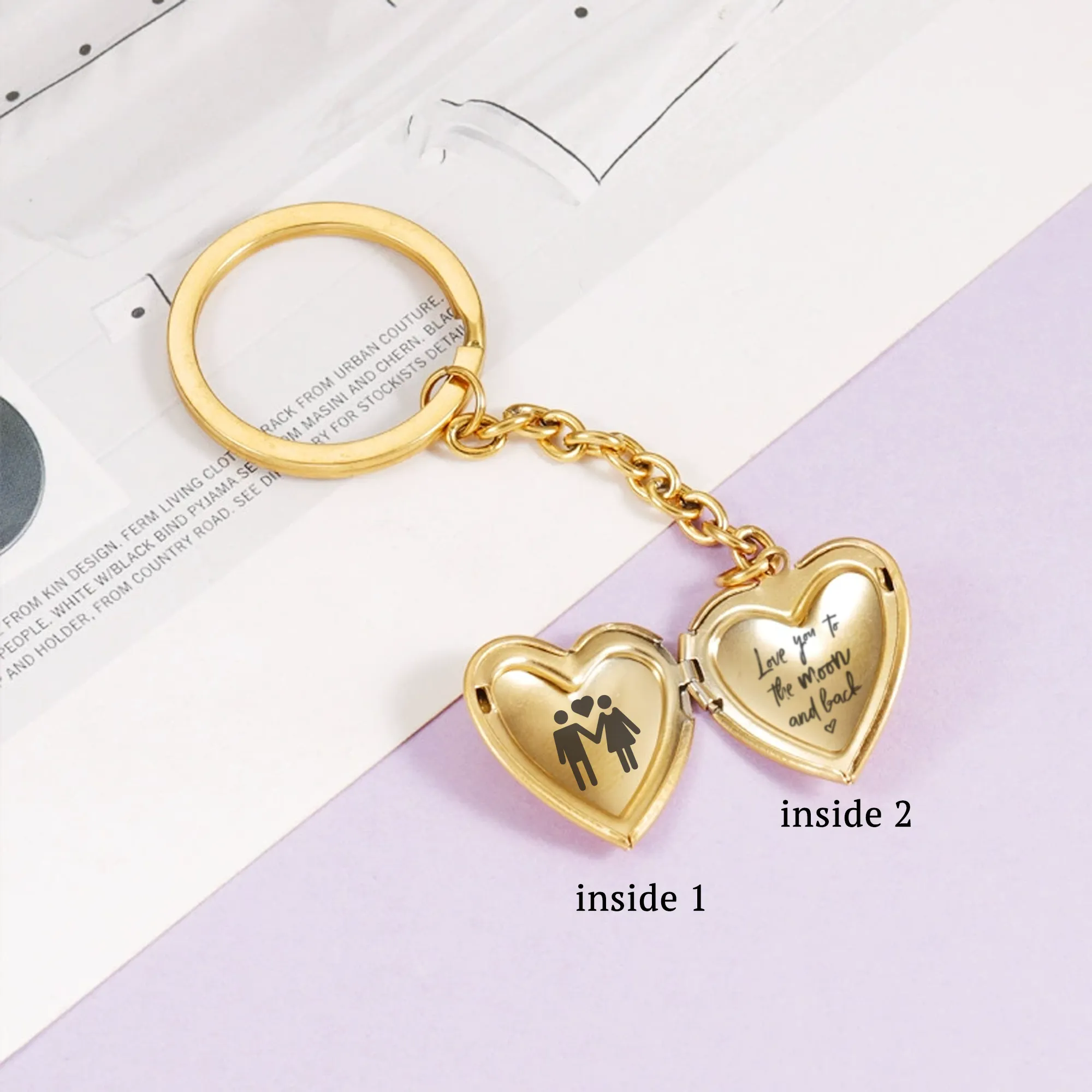 Engraved Heart Locket Keychain KCK 25