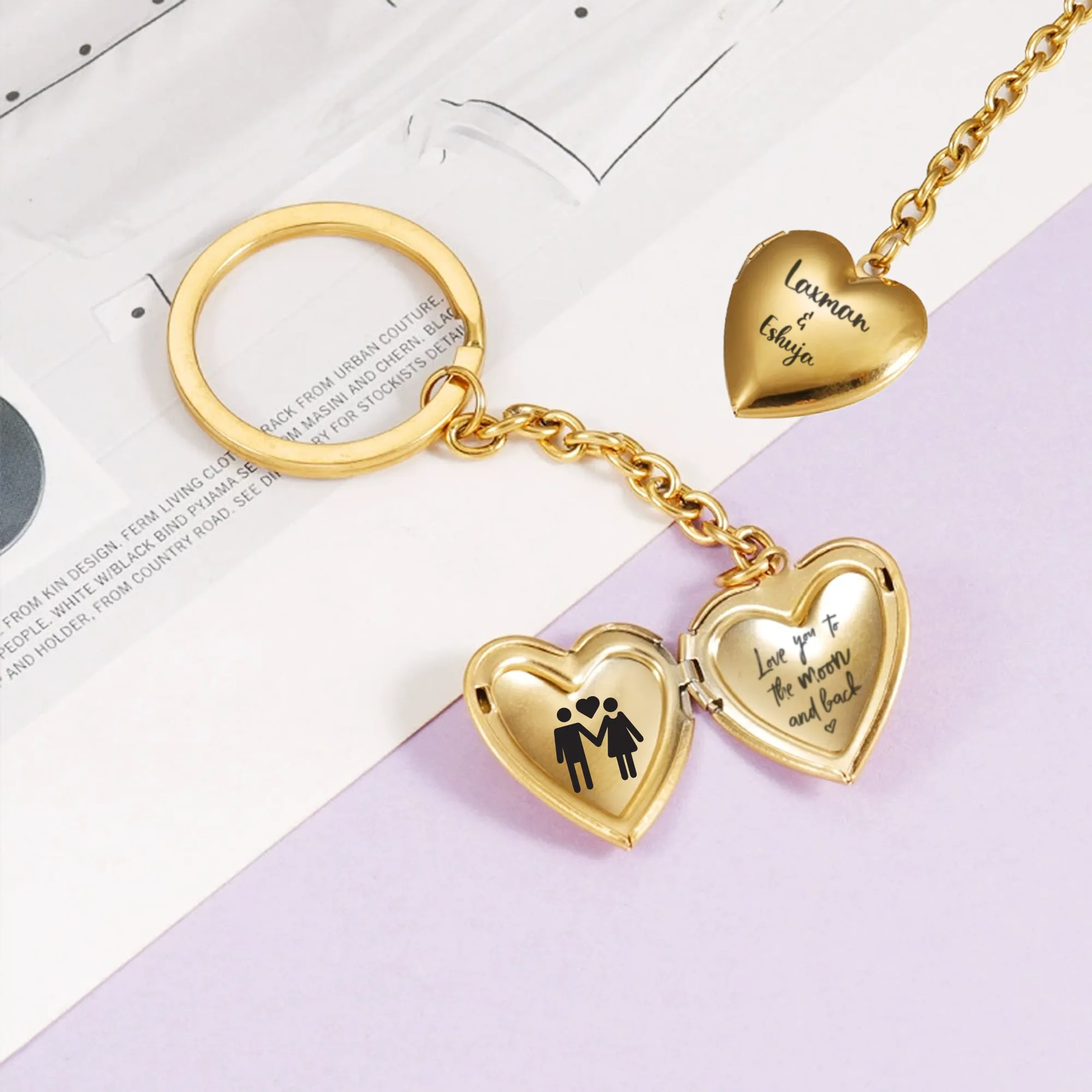 Engraved Heart Locket Keychain KCK 25