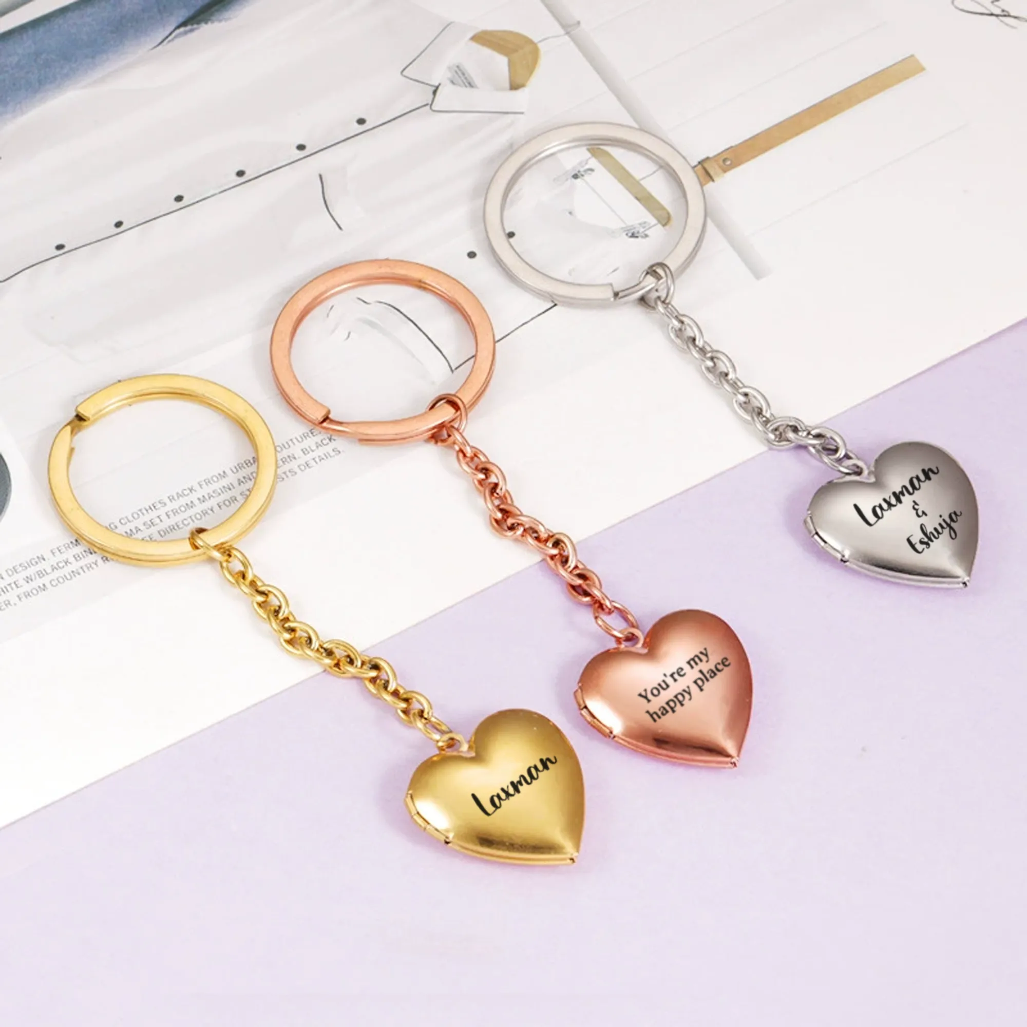 Engraved Heart Locket Keychain KCK 25