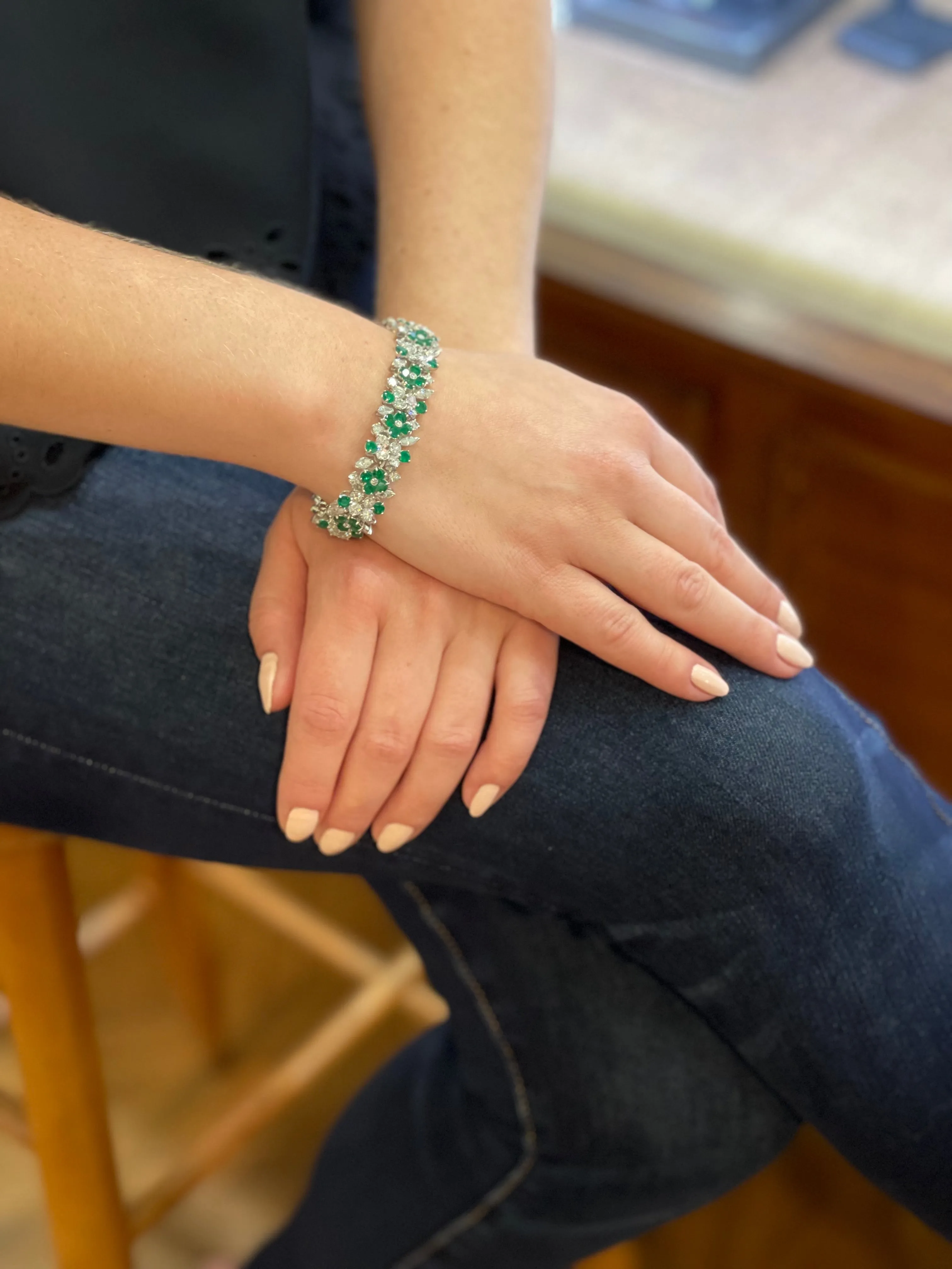 Estate Emerald and Diamond Bracelet