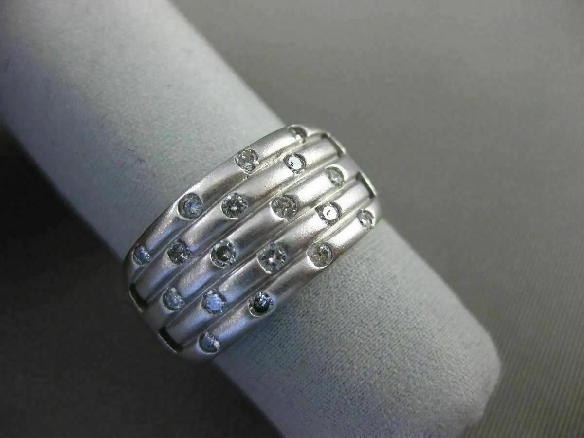 ESTATE WIDE .33CT DIAMOND 14KT WHITE GOLD MULTI ROW WEDDING ANNIVERSARY RING