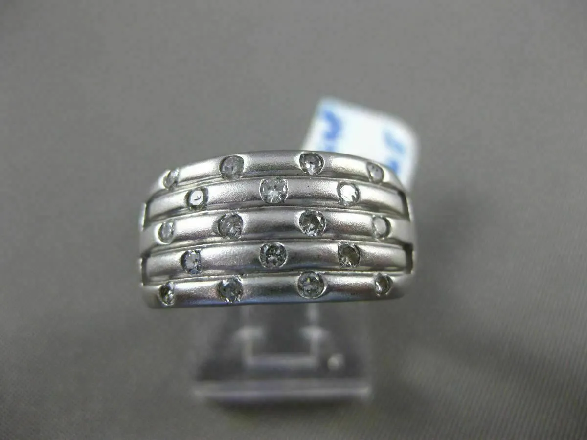 ESTATE WIDE .33CT DIAMOND 14KT WHITE GOLD MULTI ROW WEDDING ANNIVERSARY RING