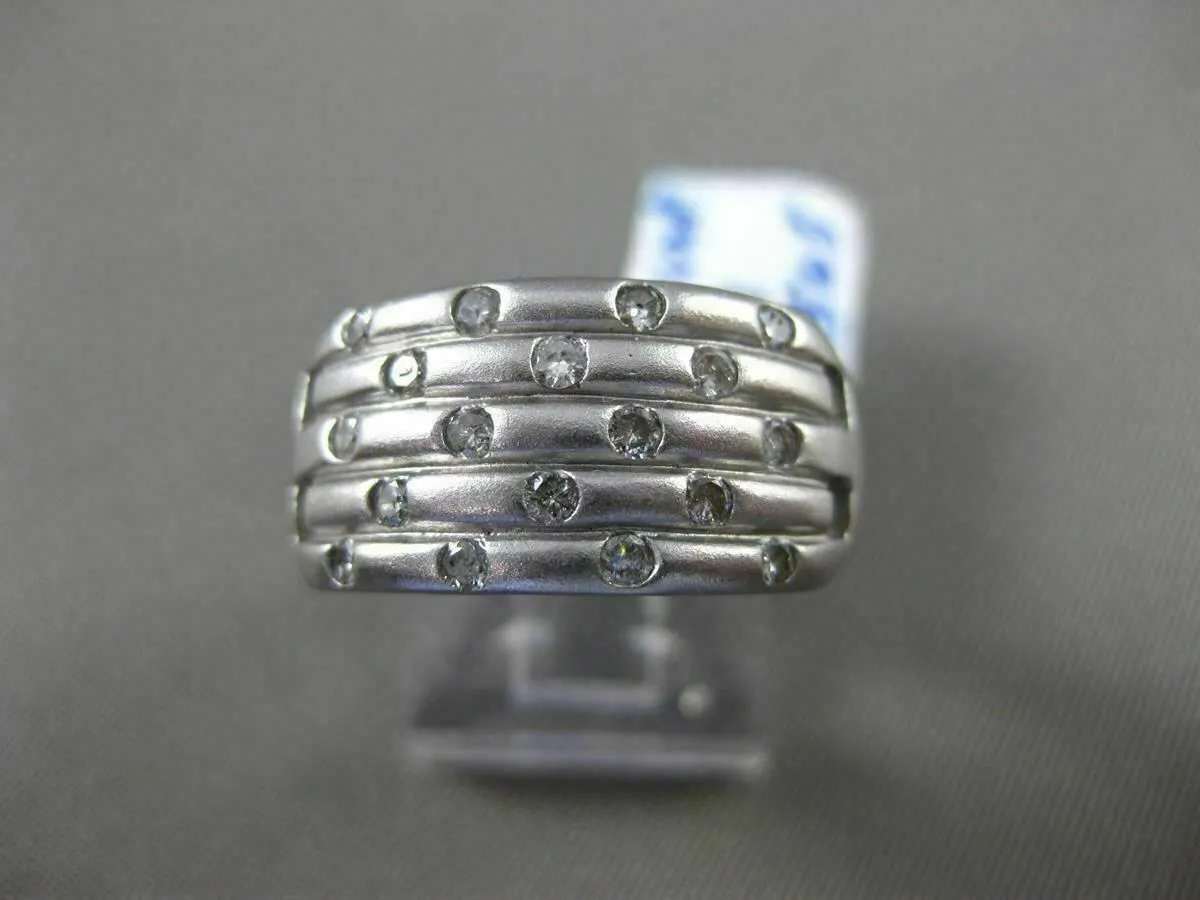 ESTATE WIDE .33CT DIAMOND 14KT WHITE GOLD MULTI ROW WEDDING ANNIVERSARY RING