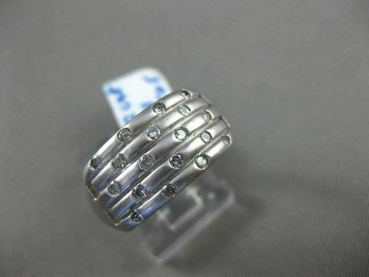 ESTATE WIDE .33CT DIAMOND 14KT WHITE GOLD MULTI ROW WEDDING ANNIVERSARY RING