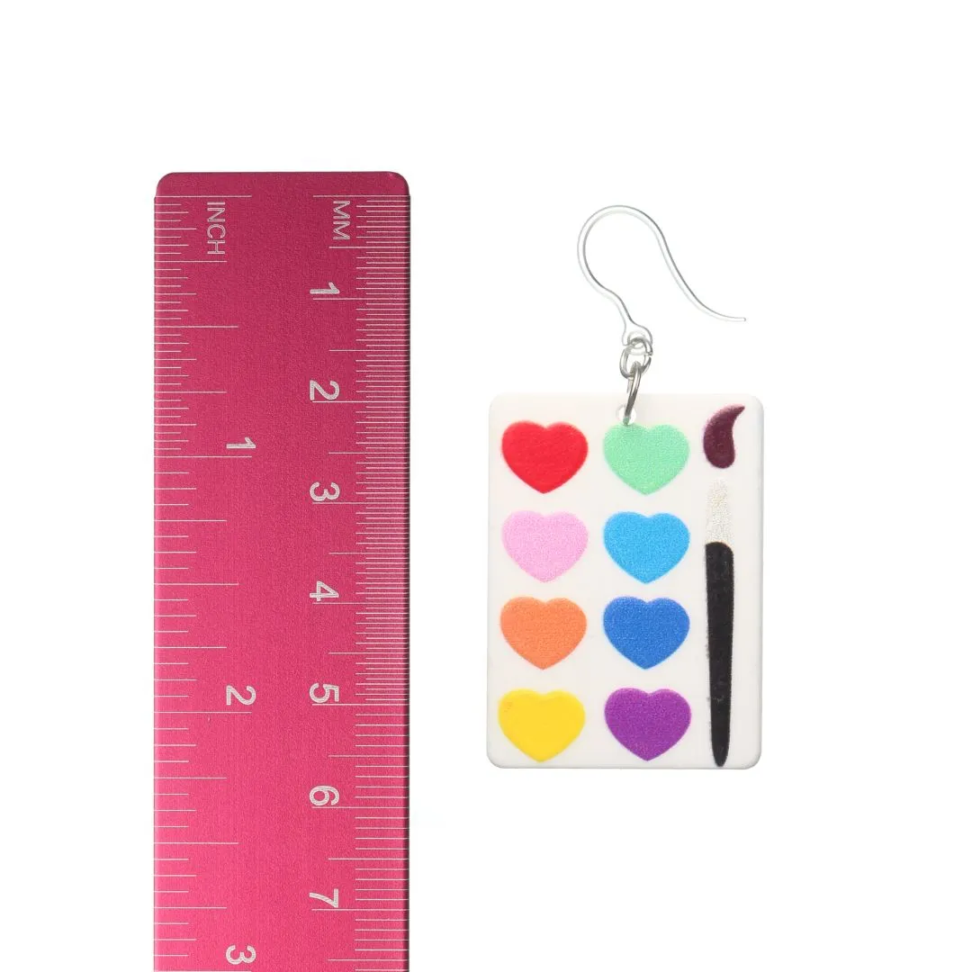 Exaggerated Heart Paint Palette Dangles Hypoallergenic Earrings for Sensitive Ears Made with Plastic Posts