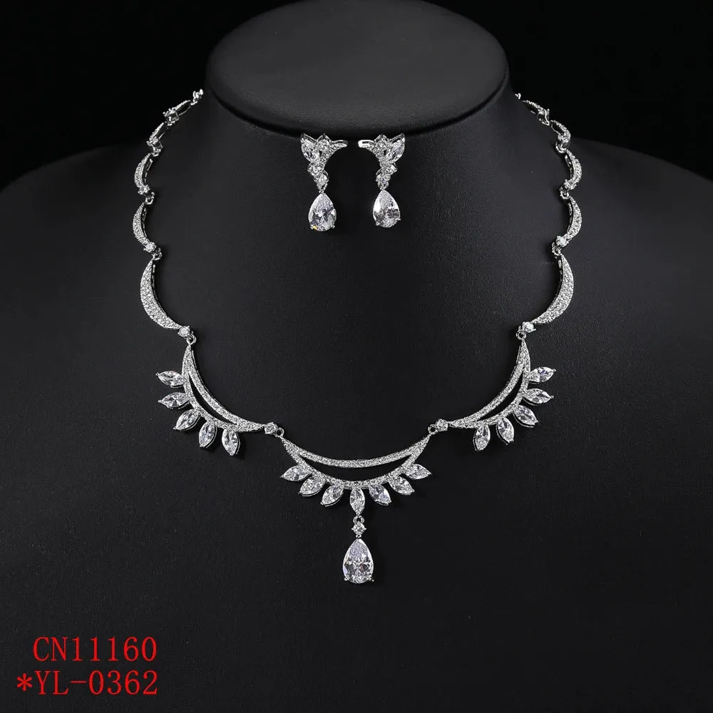 Exquisite Cubic Zircon Water Drop Necklaces For Women Fashion Bridal Wedding Party Jewelry Accessories CN11160