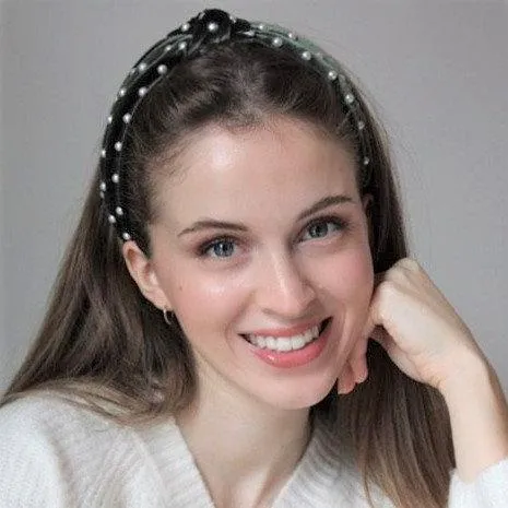 faux pearl decorated velvet knot fashion embellished headband for women