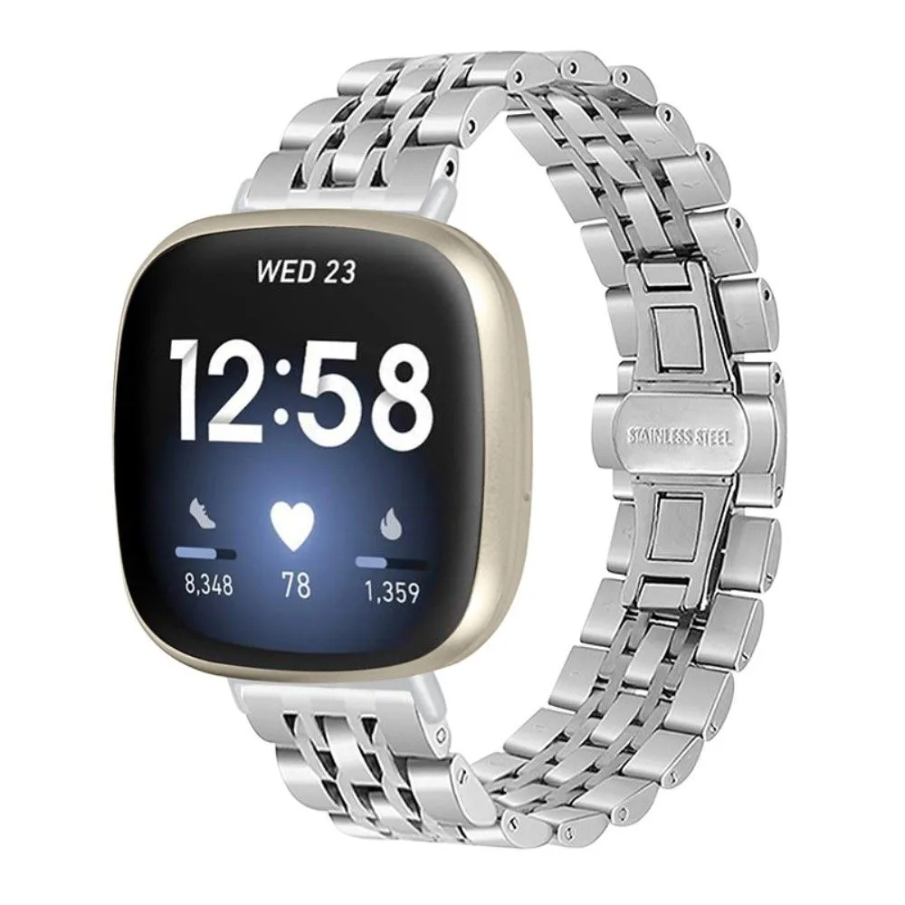 Fitbit Sense / Versa 7 bead stainless steel watch strap - Silver