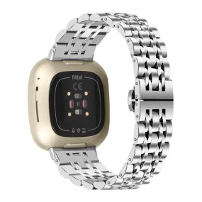 Fitbit Sense / Versa 7 bead stainless steel watch strap - Silver