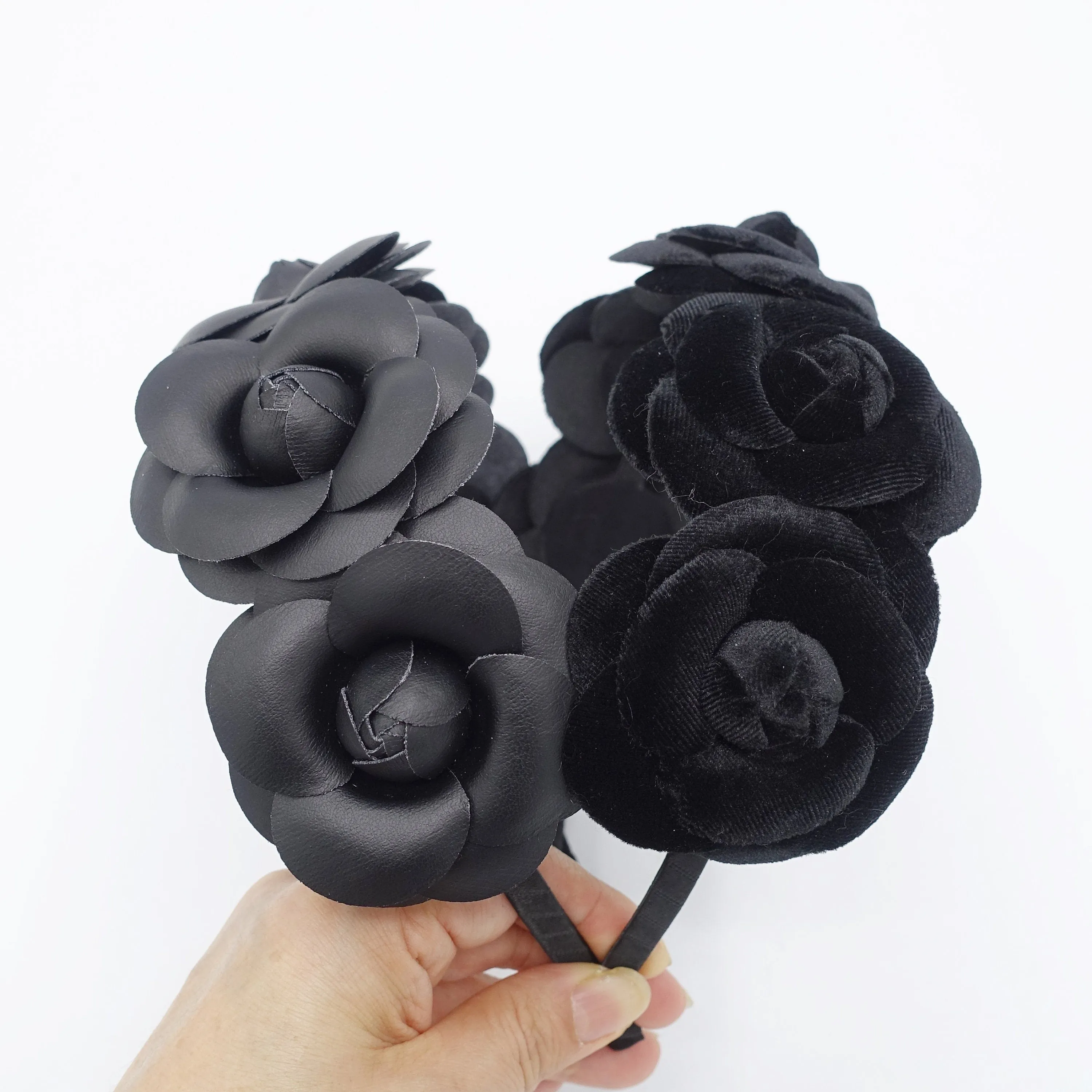 five camellia headband black camellia hairband