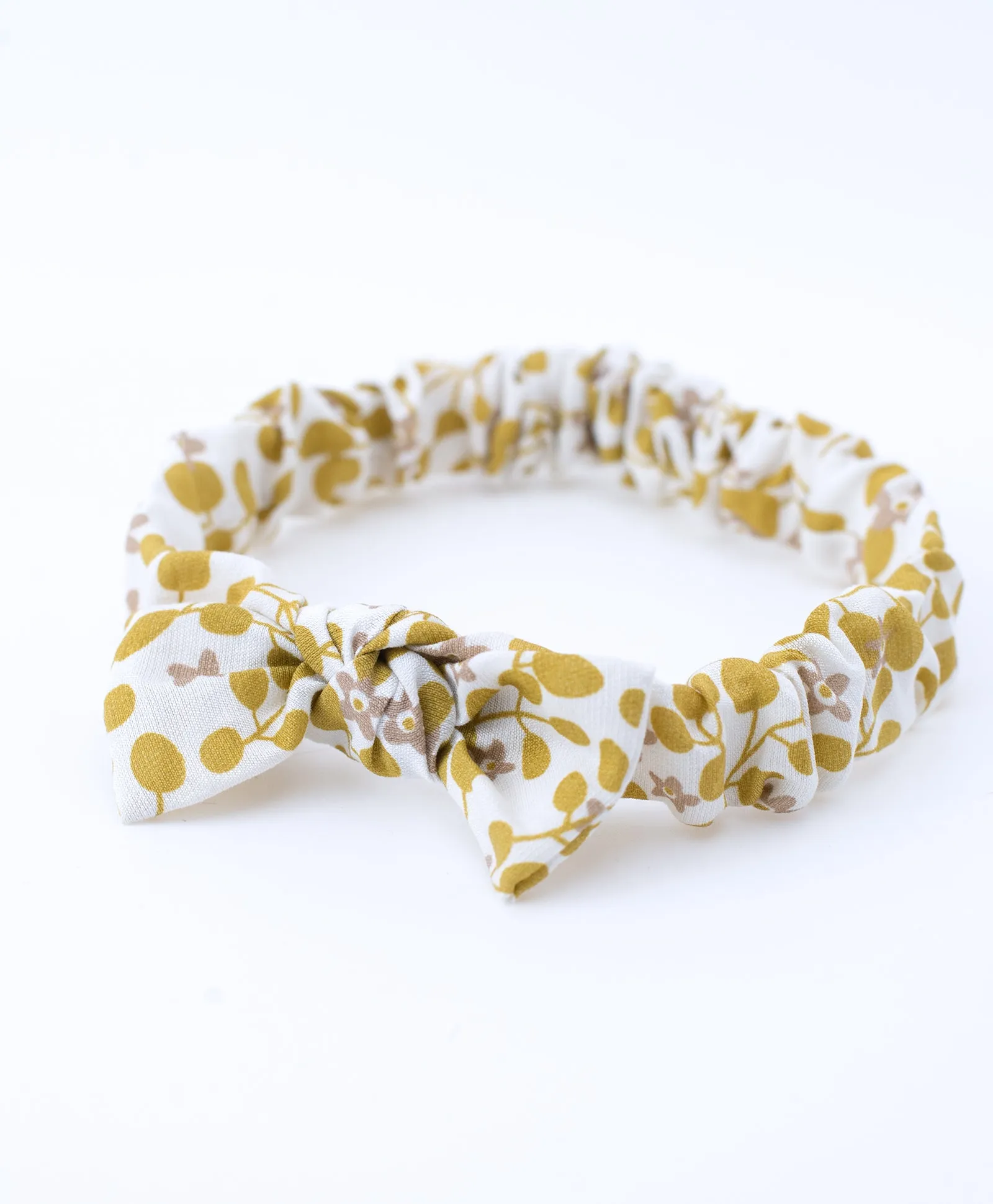 Floral Elasticated Headband- Olive Green & White