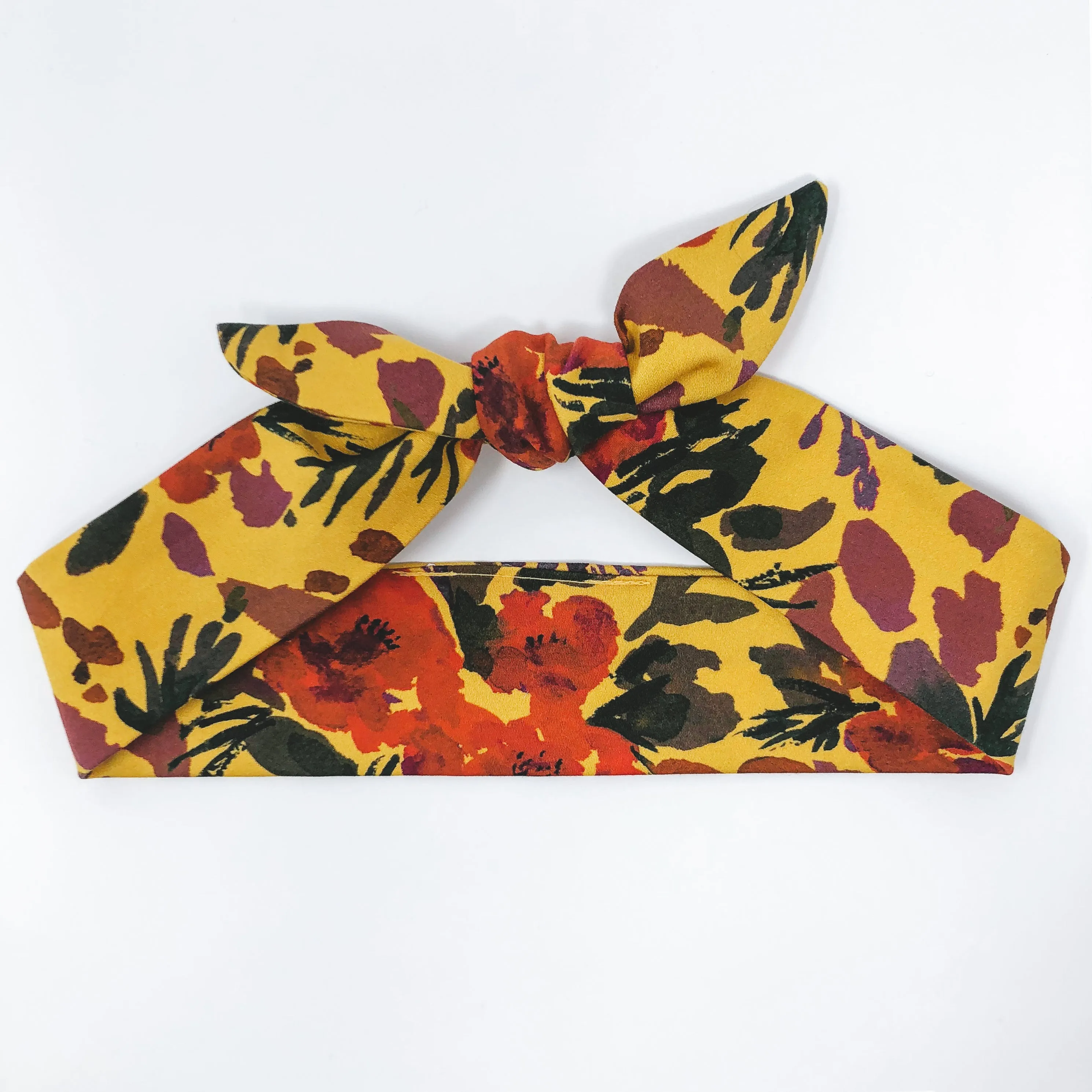 Floral Mustard - Tie Headband