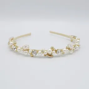 full rhinestone pearl beaded headband thin embellished elegant fashion hairband