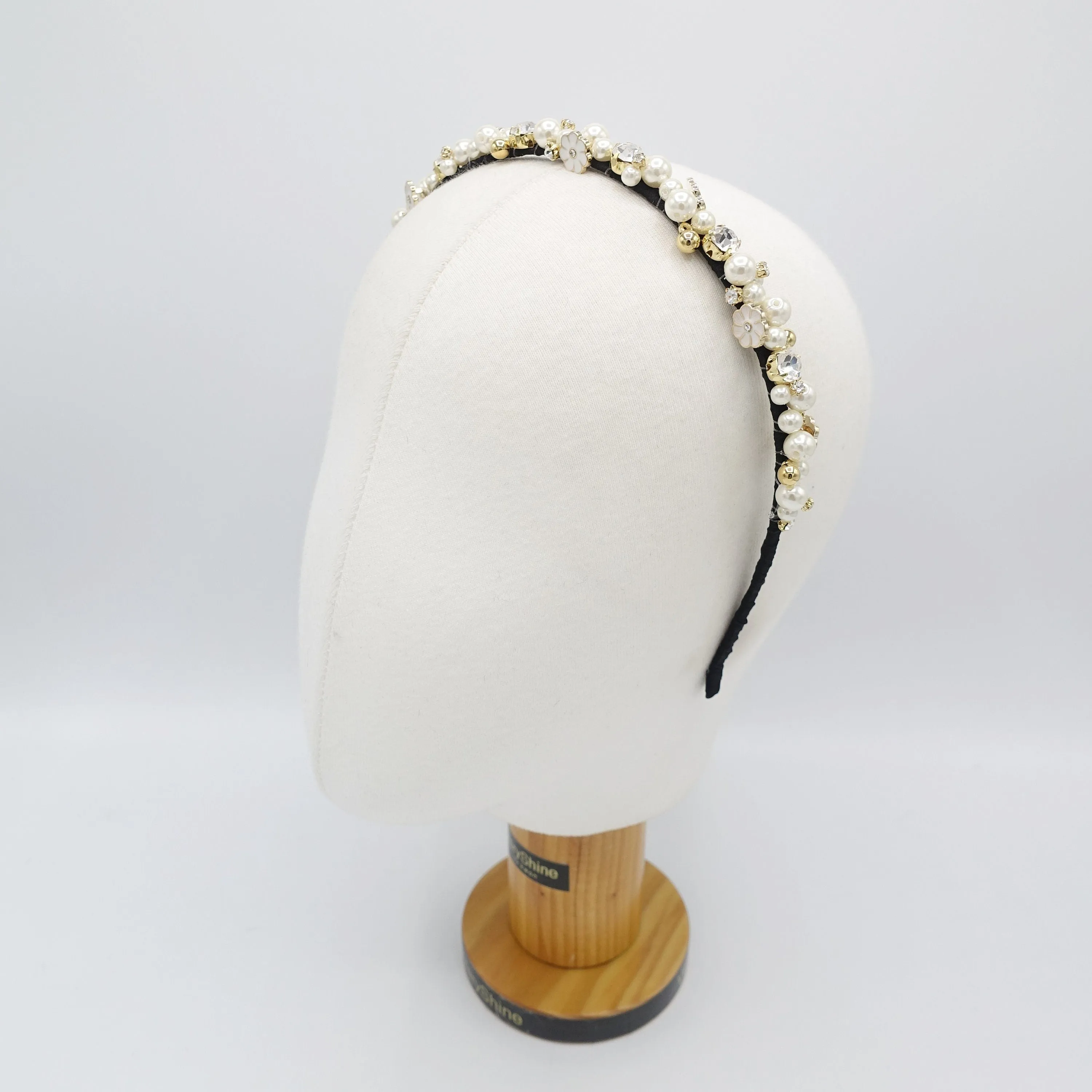 full rhinestone pearl beaded headband thin embellished elegant fashion hairband