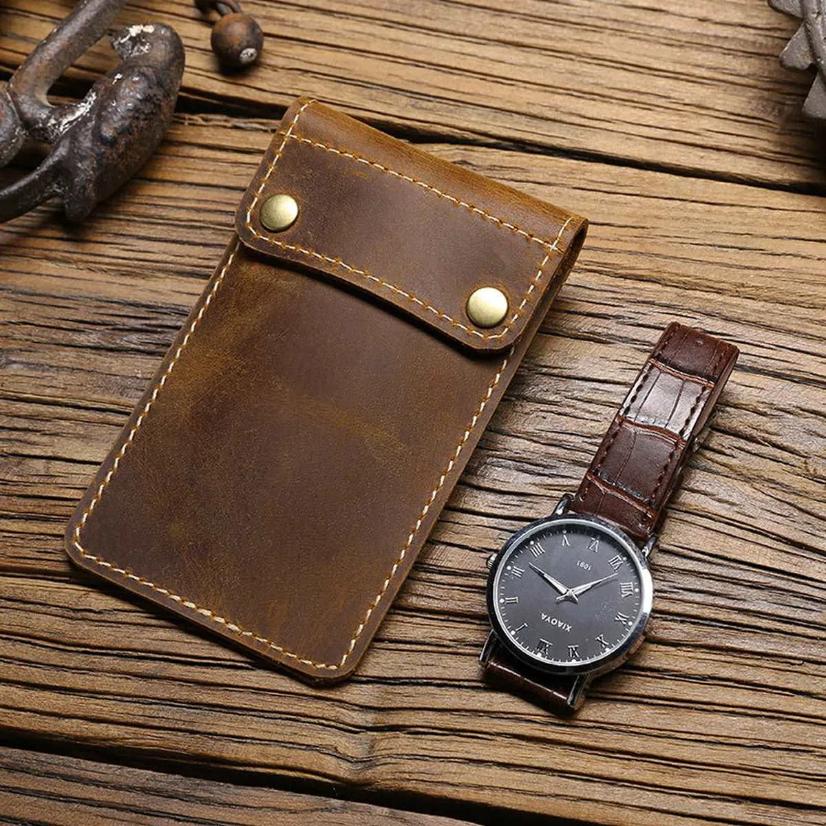 Genuine Leather Watch Travel Case for Single Watch