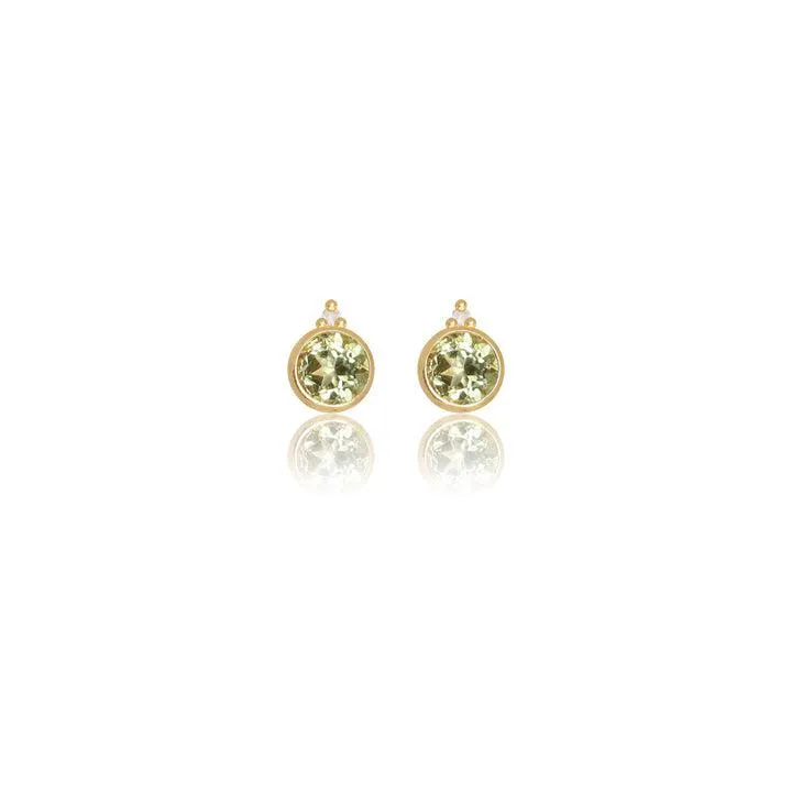 Georgini Natural Peridot and Two Natural Diamond August Earrings - Gold