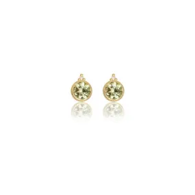 Georgini Natural Peridot and Two Natural Diamond August Earrings - Gold