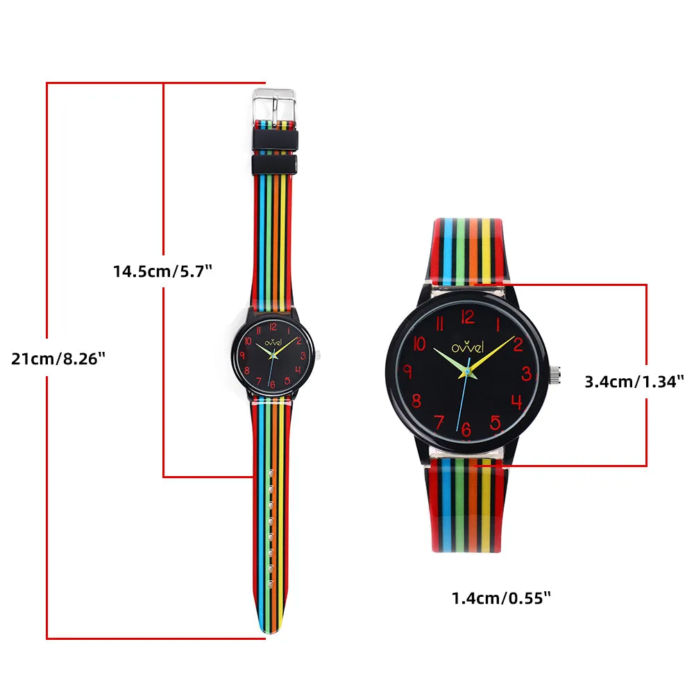 Girls Colored Stripes Analog Watch