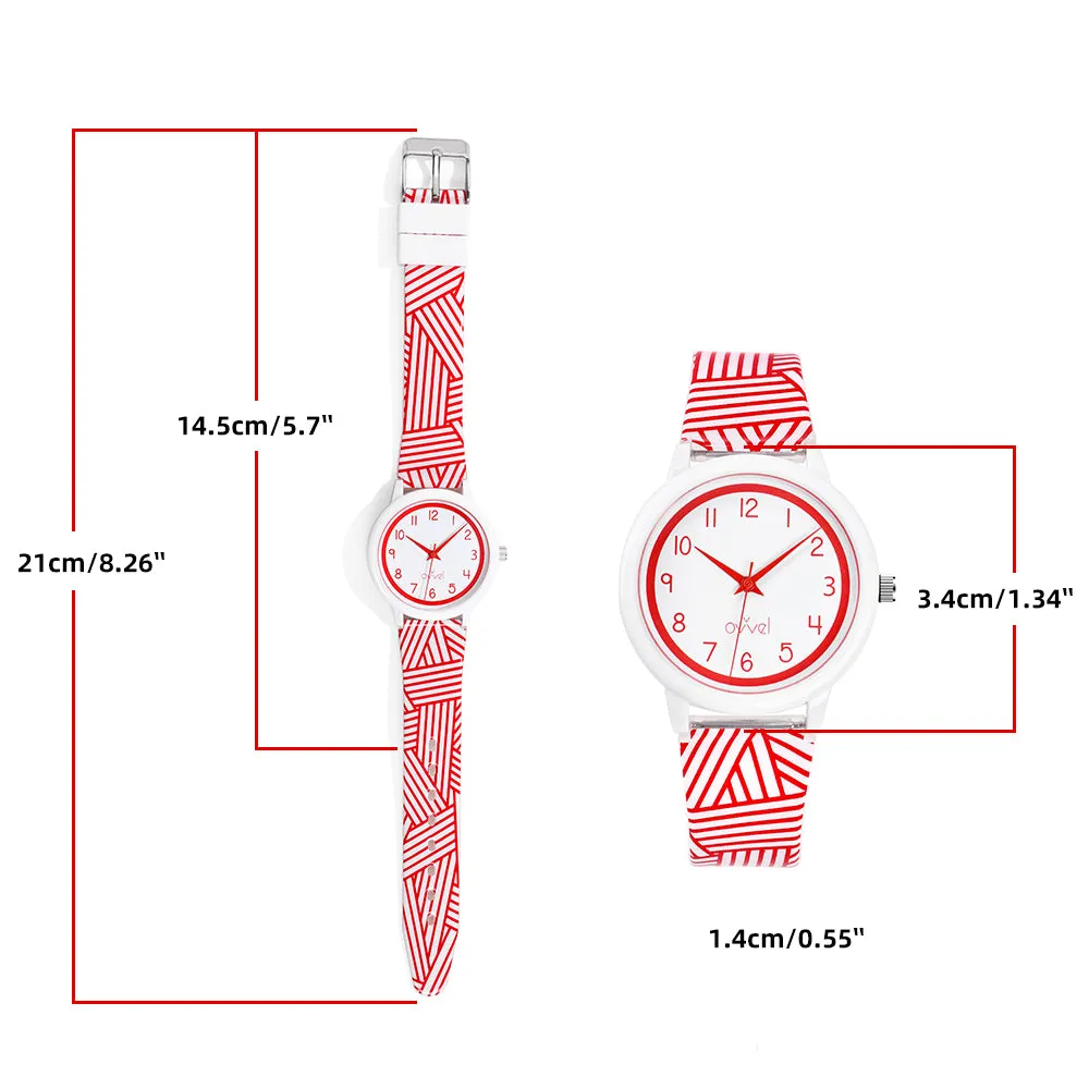 Girls Teens Red & White Analog Watch