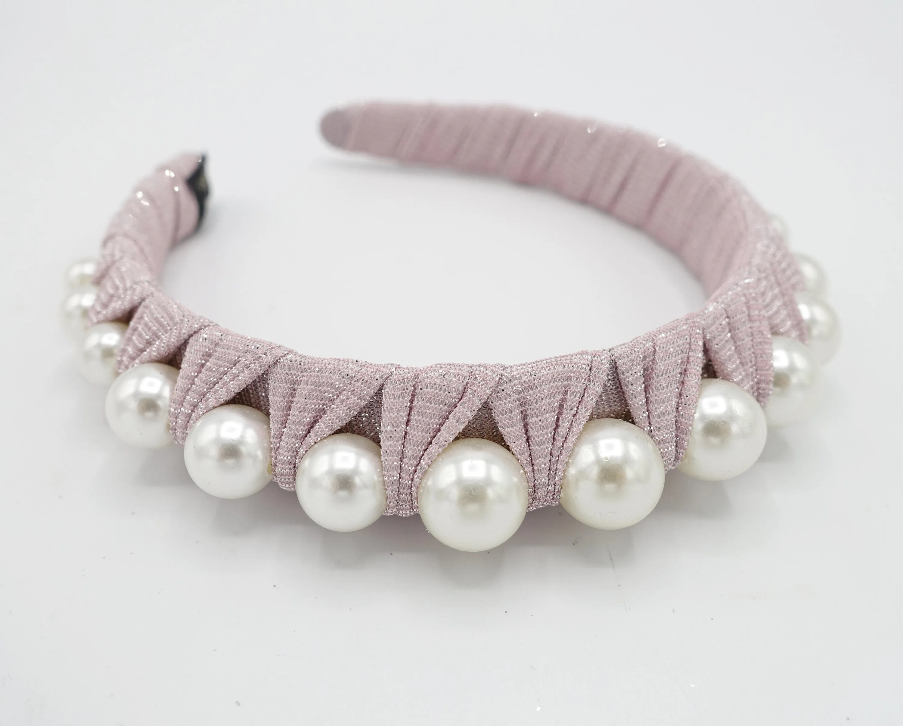 glitter wrap pearl headband metallic silver hairband women hair accesory