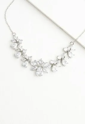 Glittering Garland Platinum and Zircon Necklace