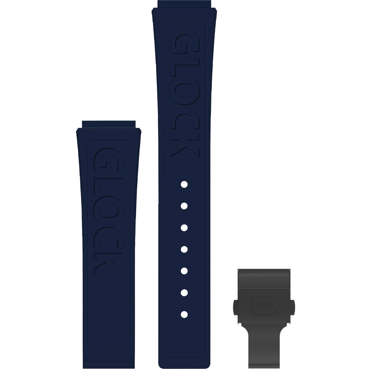 Glock Silicone Watch Strap: Blue Glock Logo with Black Clasp 22mm