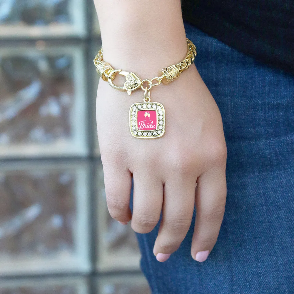 Gold Bride To Be Square Charm Braided Bracelet