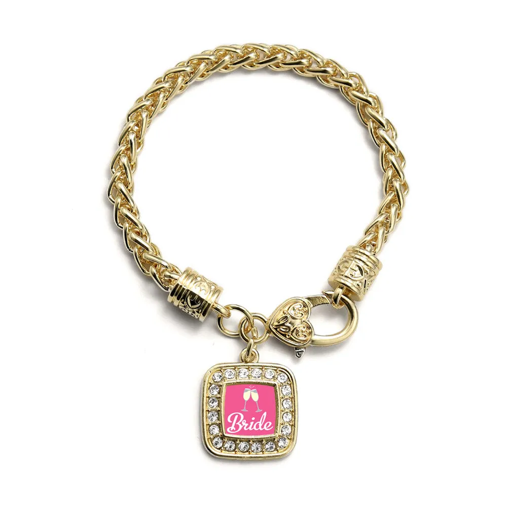 Gold Bride To Be Square Charm Braided Bracelet