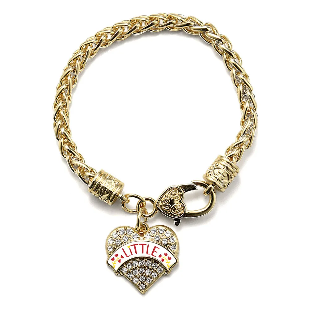 Gold Cardinal Red and Canary Yellow Little Pave Heart Charm Braided Bracelet