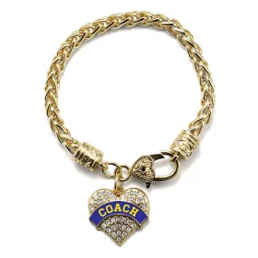 Gold Coach - Blue and Yellow Pave Heart Charm Braided Bracelet