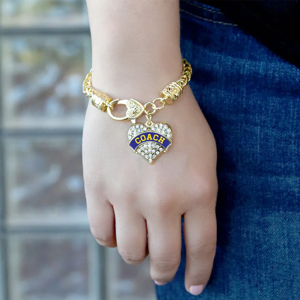 Gold Coach - Blue and Yellow Pave Heart Charm Braided Bracelet