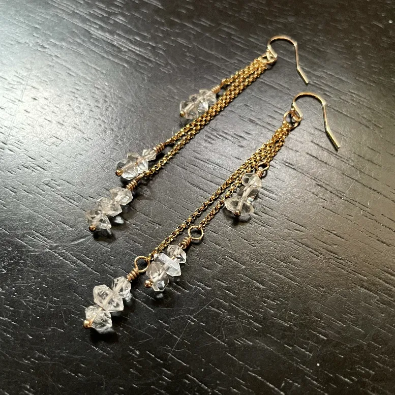 Gold Dew Drop Earrings with Your Choice of Crystal