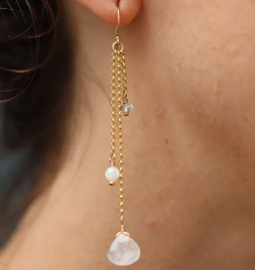 Gold Dew Drop Earrings with Your Choice of Crystal