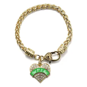 Gold Green Banner Our 1st X-Mas Pave Heart Charm Braided Bracelet