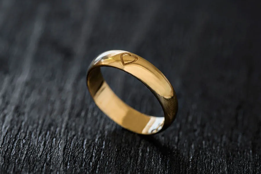 Gold Heart Wedding Band