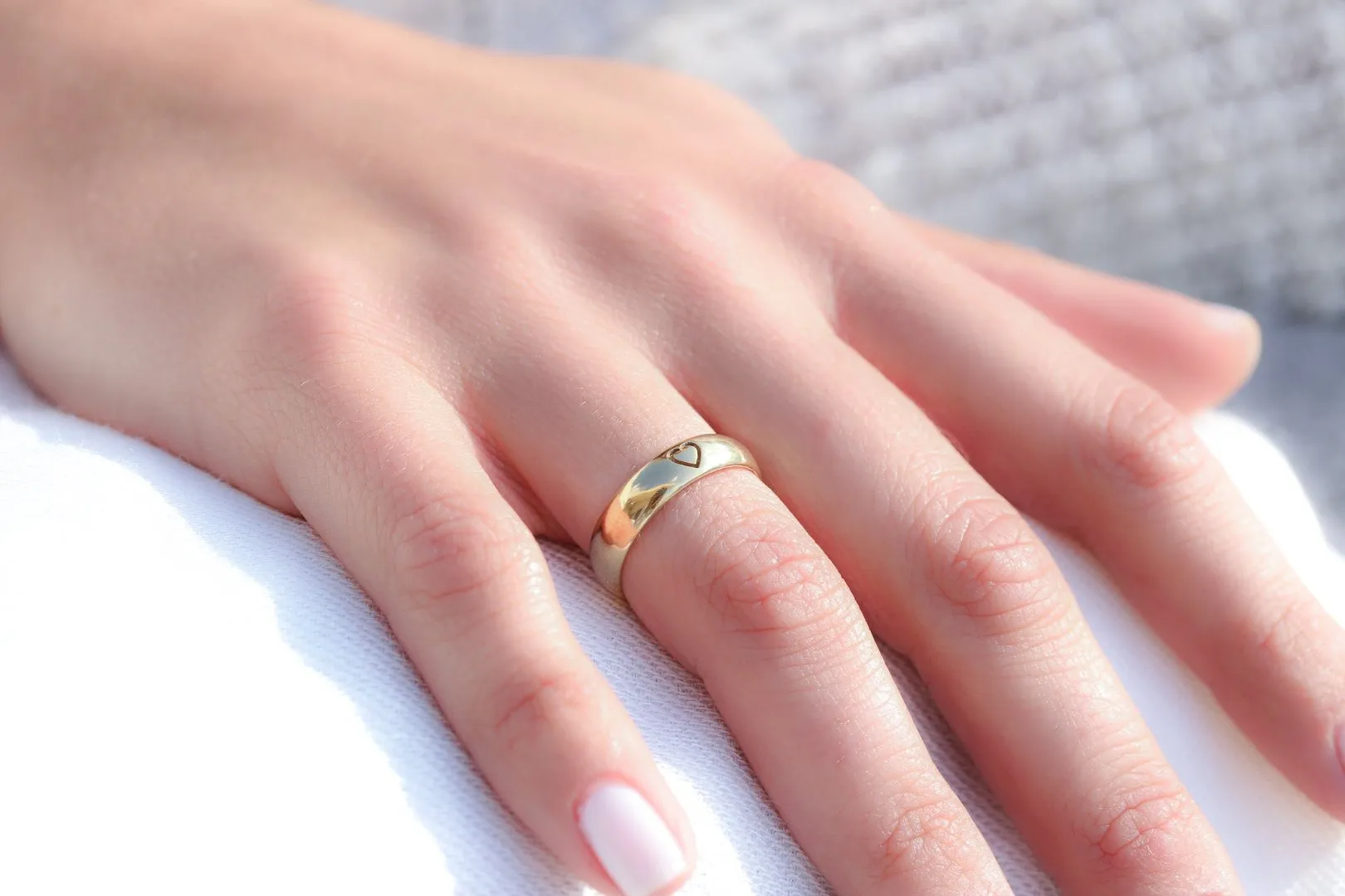 Gold Heart Wedding Band