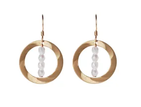 Gold Medium Open Disc with Beaded Drop Earrings