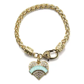 Gold Mint Sis of Groom Pave Heart Charm Braided Bracelet