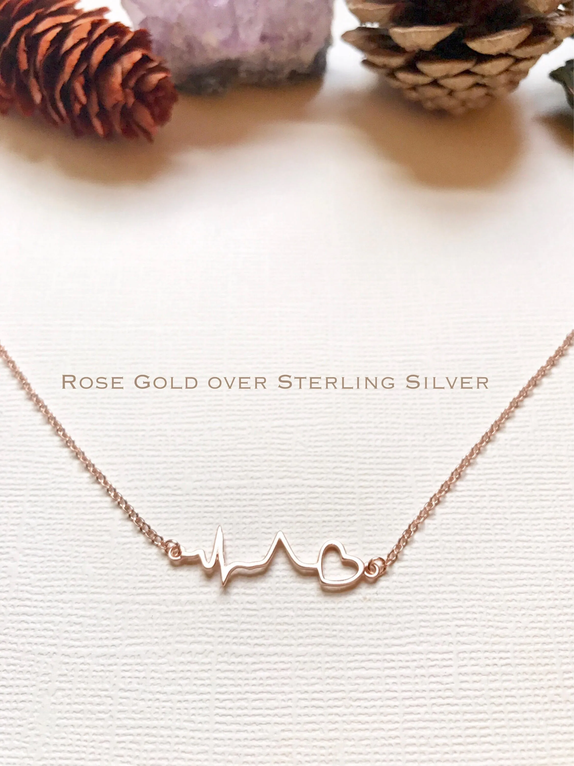 Gold over Sterling Silver heartbeat necklace, heartbeat necklace, EKG necklace, medical gifts, nurse necklace, doctor necklace, medical