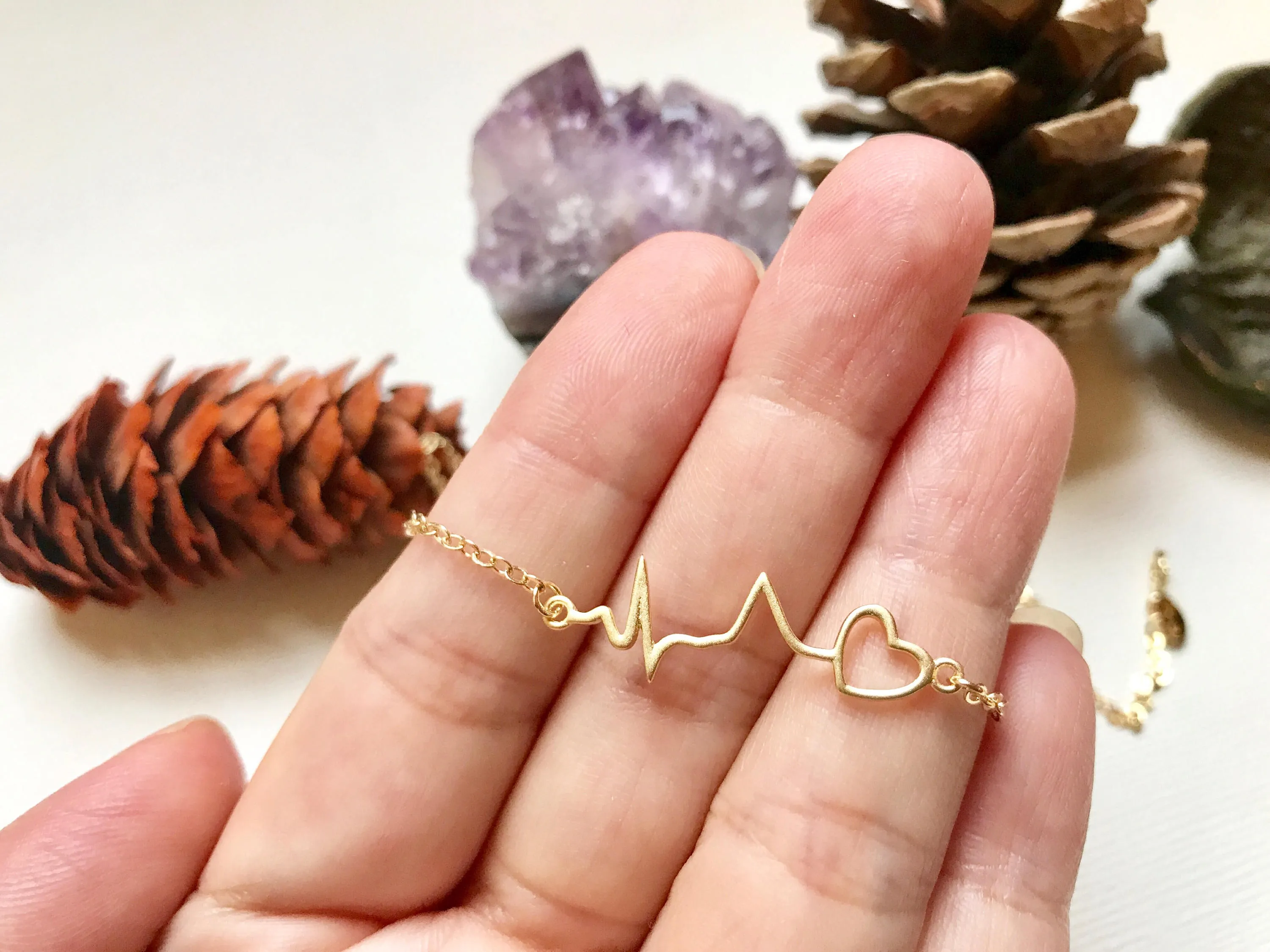 Gold over Sterling Silver heartbeat necklace, heartbeat necklace, EKG necklace, medical gifts, nurse necklace, doctor necklace, medical