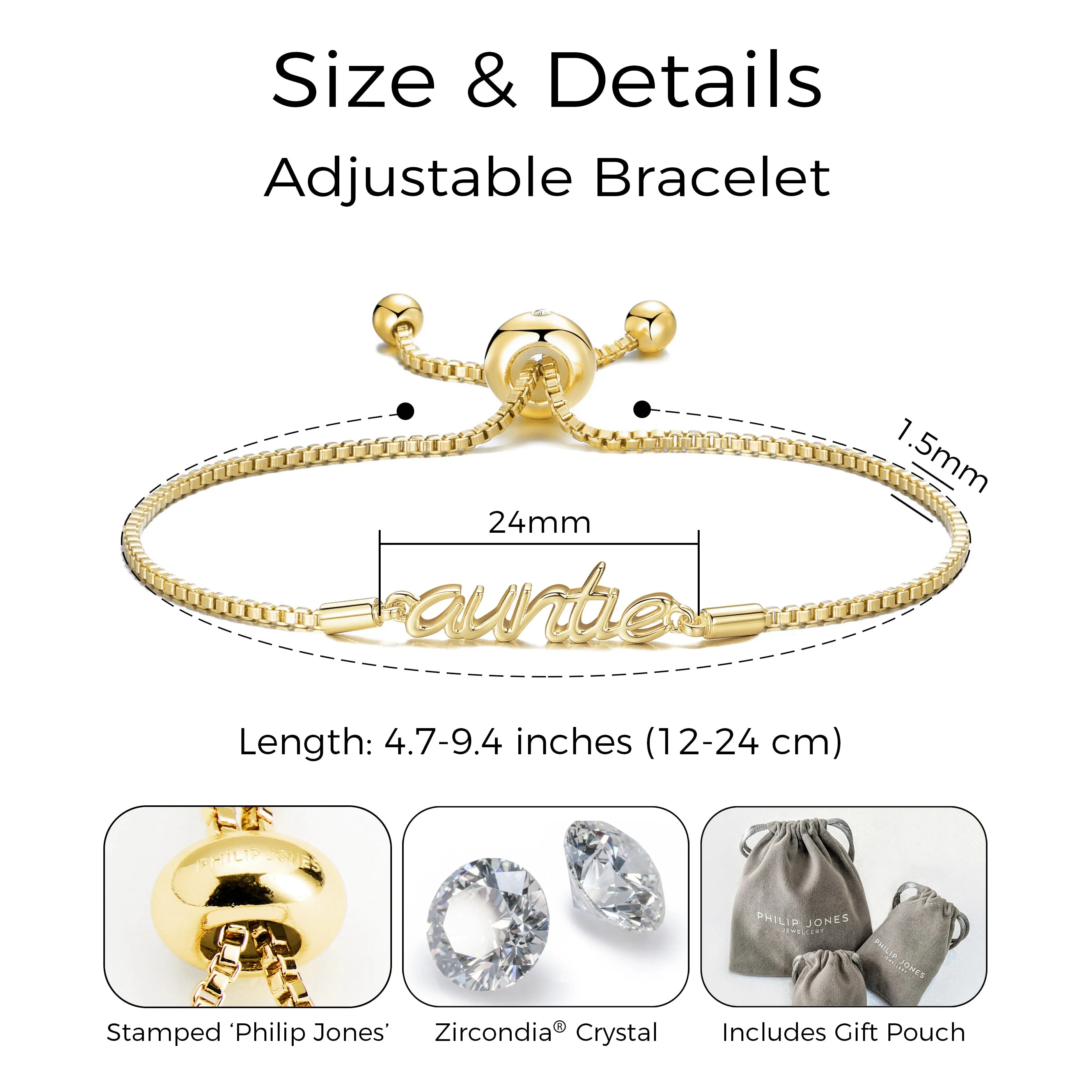 Gold Plated Auntie Bracelet Created with Zircondia® Crystals