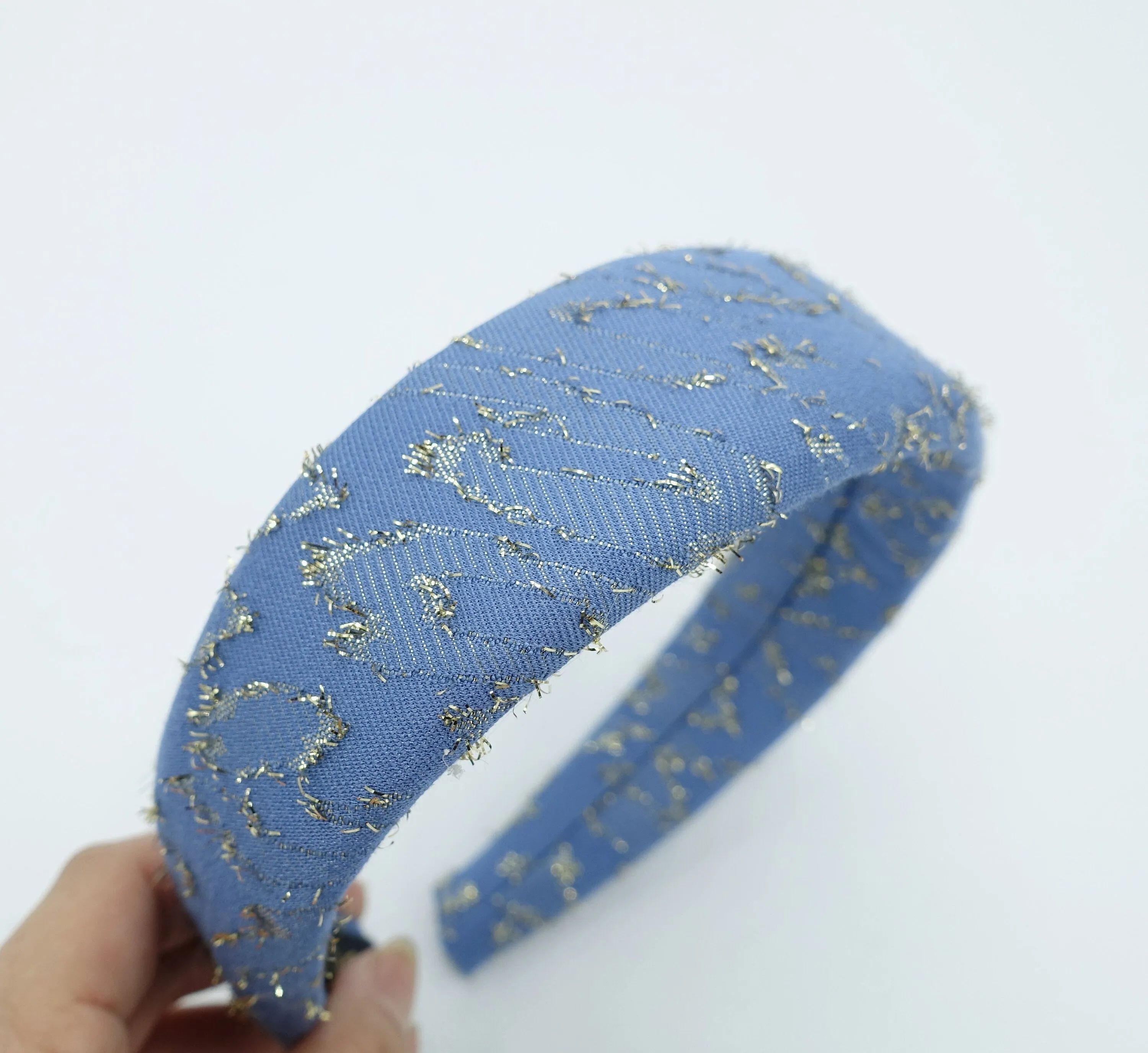 golden metallic irregular pattern padded headband stylish women hair accessory