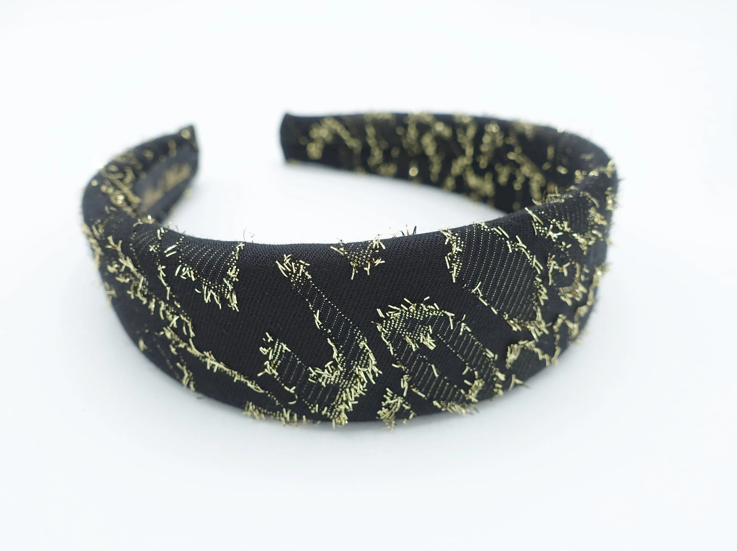 golden metallic irregular pattern padded headband stylish women hair accessory