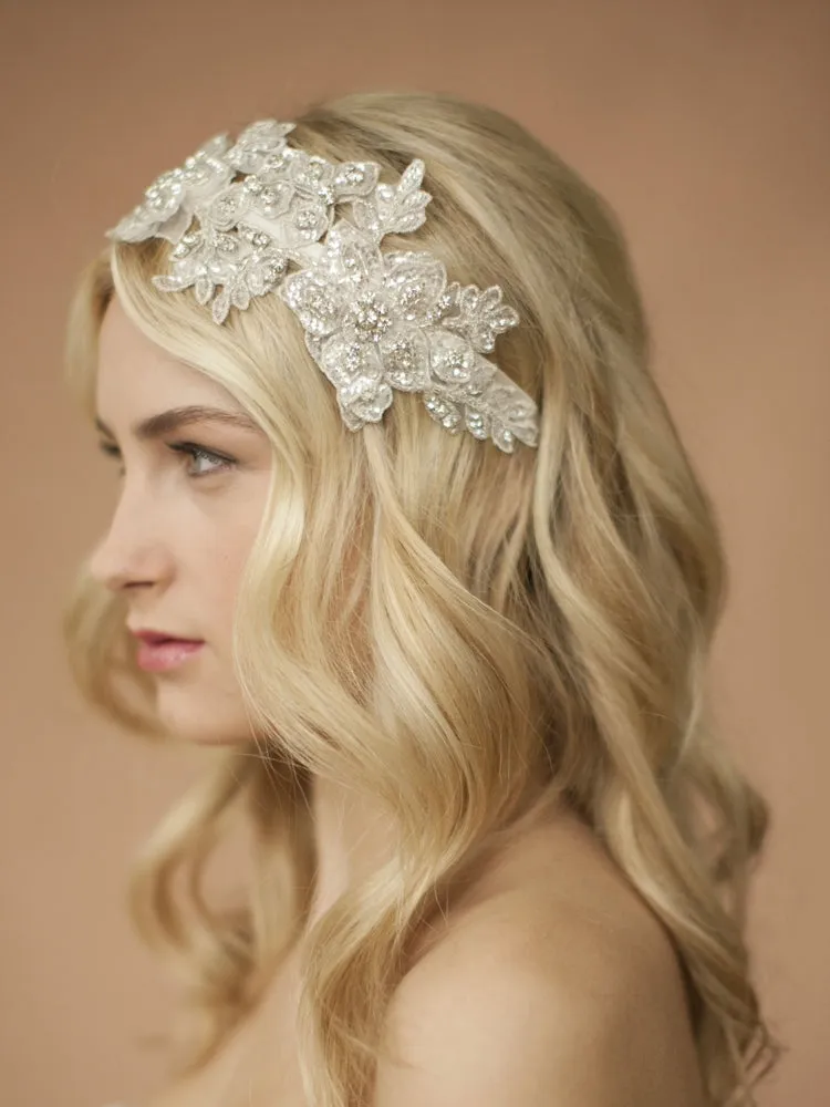 Gorgeous Crystal & Lace Applique Bridal Headband