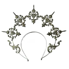 Gothic Goddess Spiked Halo Crown Festival Headdress Headband - Silver Style 4